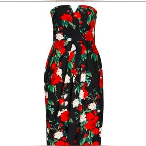 Strapless Floral Dress